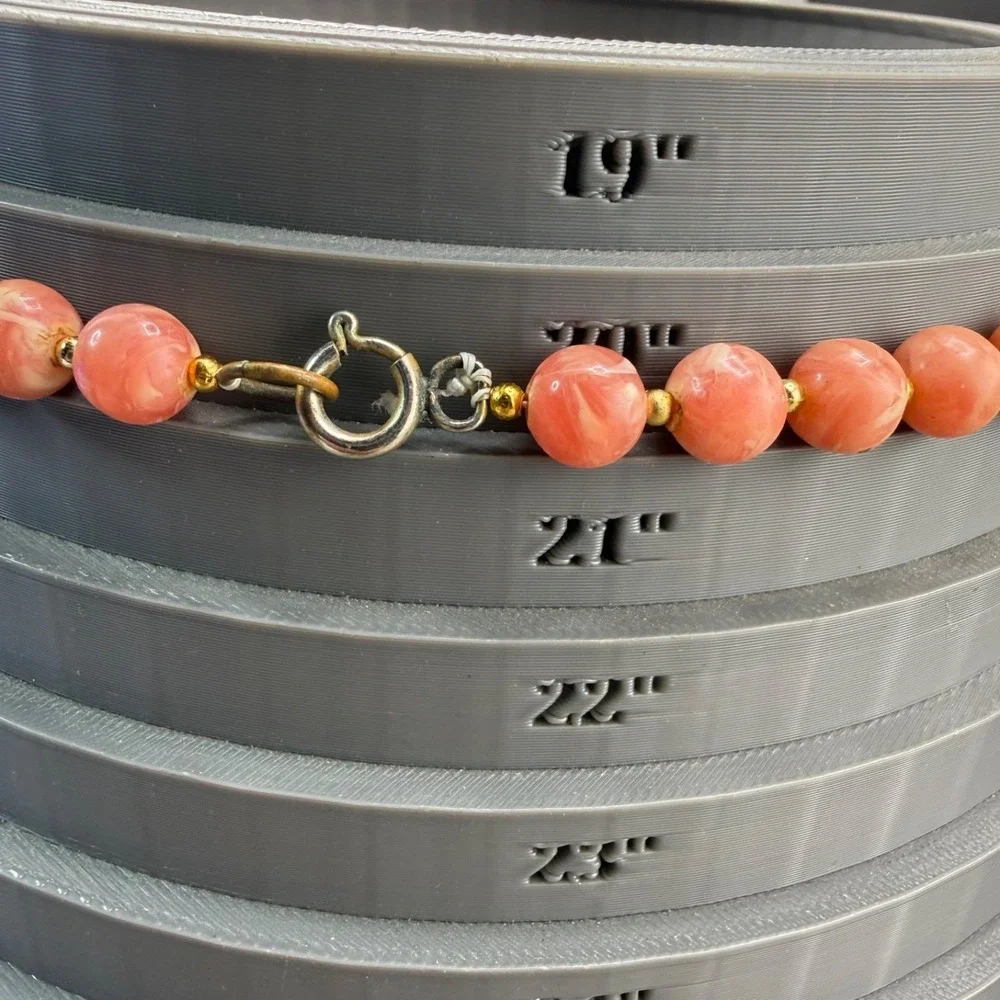 Vintage Beaded Necklace Salmon Pink Acrylic 21" - Picture 5 of 7